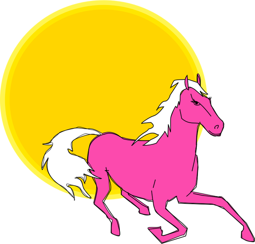 Vektor ClipArt för att driva rosa häst i solen