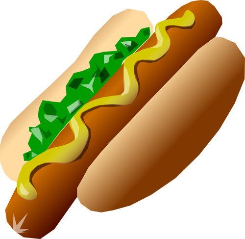 Gambar hot dog disajikan dengan mustard