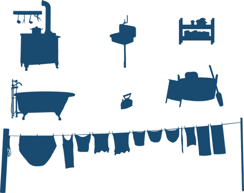 Предметы домашнего обихода знаки Силуэты Векторный рисунок