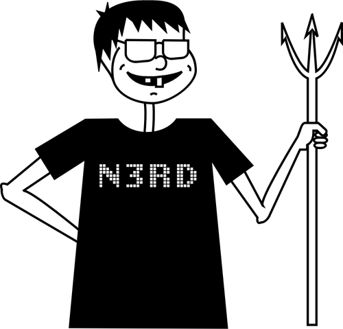 Ilustración vectorial de nerd con un tridente