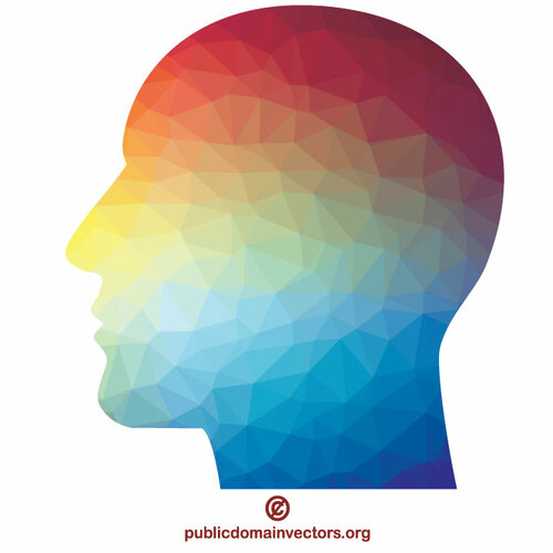 Human head color silhouette