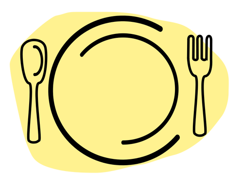 ناقلات التوضيح من لوحة العشاء مع ملعقة وشوكة