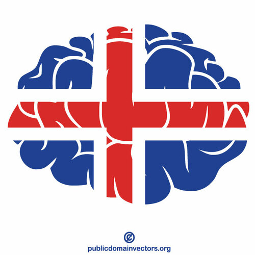 Silhouette de cerveau de drapeau d’Islande