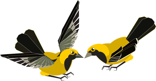 Vektor Klipart žlutý a černý pták