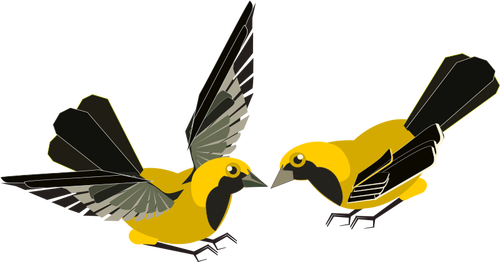 Clipart vectorial de pájaro amarillo y negro