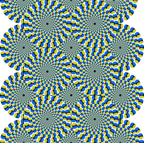Círculos coloridos em movimento, formando uma ilusão de óptica