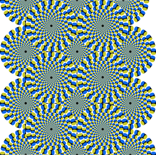 Déplacement des cercles colorés formant une illusion d