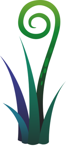 رسم نبات السرخس الأزرق والأخضر