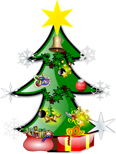 Kleurrijke kerstboom vectorafbeeldingen