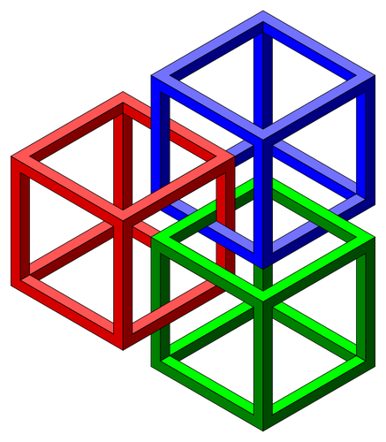 Vektorbild bundet färgglada kuber bildar en optisk illusion