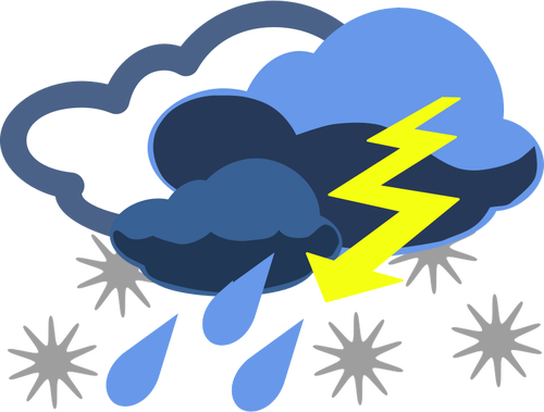 Gráficos vetoriais de chuva, neve e trovão símbolo de mapa de cor tempo