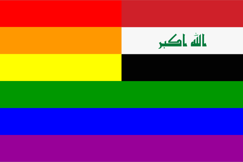 Bandera Iraq y arco iris