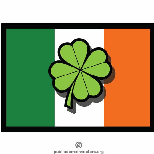 Irische Flagge mit Kleeblatt