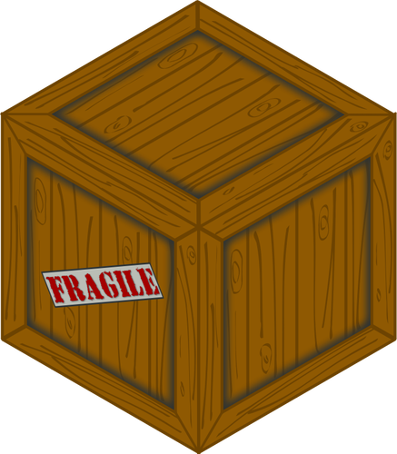 Imagem vetorial de uma caixa de madeira com uma carga frágil
