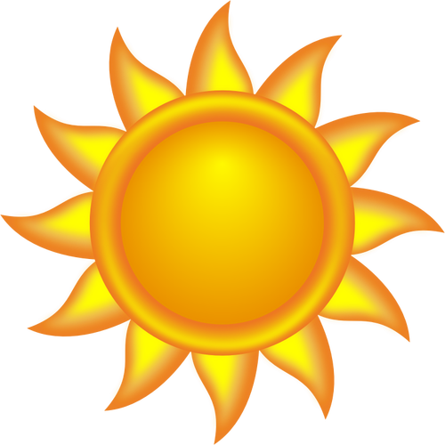 Décoration soleil rougeoyant avec rayons vector clipart