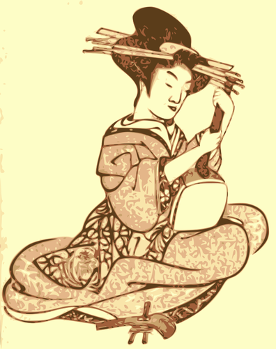 Geisha håller musikinstrument vektor illustration