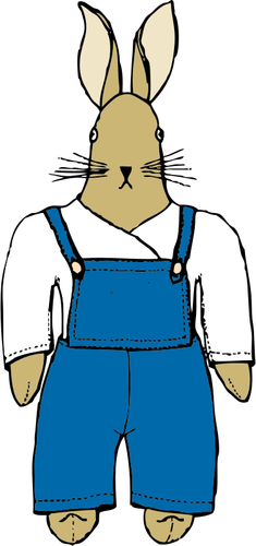 Vector drawing of bunny in overalls