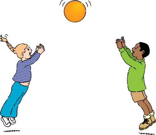 Vector graphics of kids playing handball