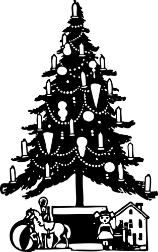 Arbre de Noël noir et blanc vector