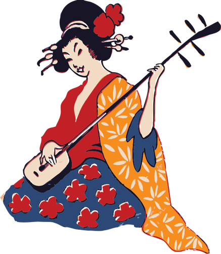 Geisha spelen instrument