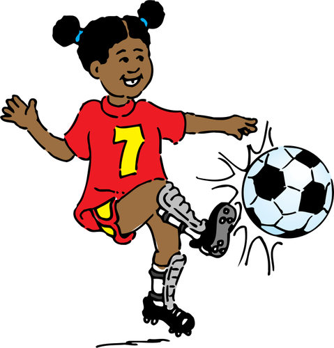 Девушка играя футбол векторное изображение
