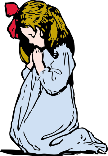 Vector illustration of young girl praying