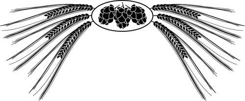 Векторное изображение черно-белых хмеля и ячменя