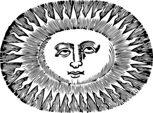 Oval-shaped sun vector illustration