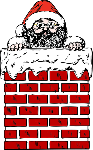 Santa in a chimney vector