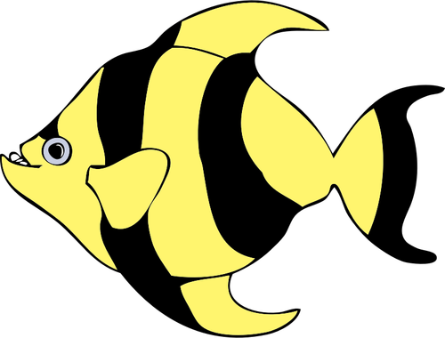 Dessin vectoriel de poisson rayé jaune et noir