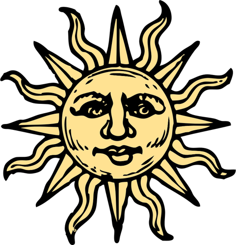 Oude houtsnede zon vector afbeelding