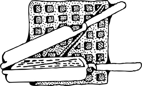 Wafelijzer en wafel vector afbeelding