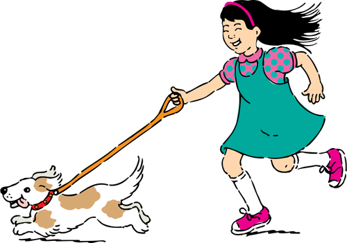 Mädchen zu Fuß Hund Vektor-Bild