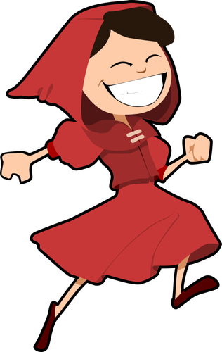 Jumping girl dressed in red vector image