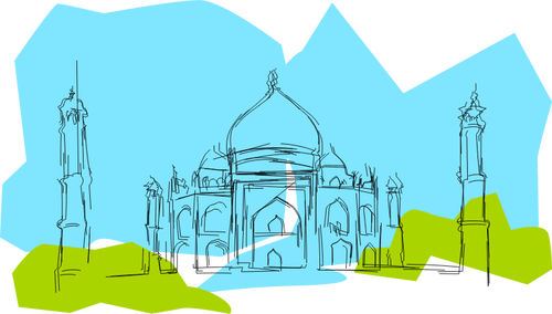 Taj Mahal turist attraktion vektorritning