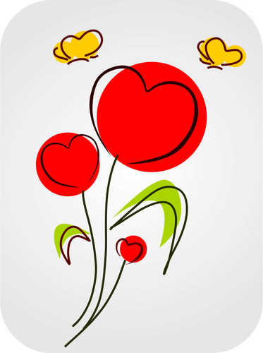 Fiori con cuori vettoriali ClipArt