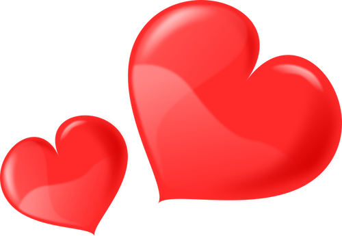 Векторный рисунок двух сердец глянцевый