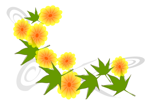 Yellow flowers and green leaves vector image