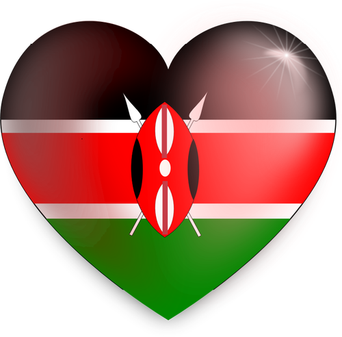 Drapelul kenyan inima vector imagine