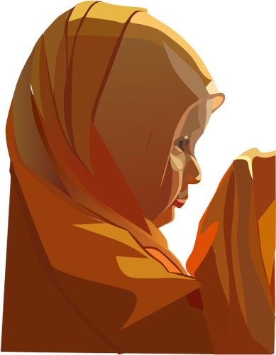 Vector illustration of young woman praying