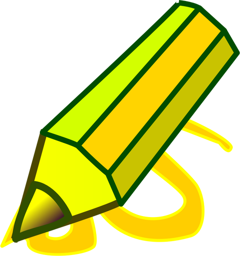 Grafiken von dicken grünen und gelben Bleistift