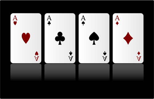 בתמונה וקטורית של ארבעה קלפים אס על רקע שחור