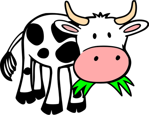 Comic cow eating grass vector image