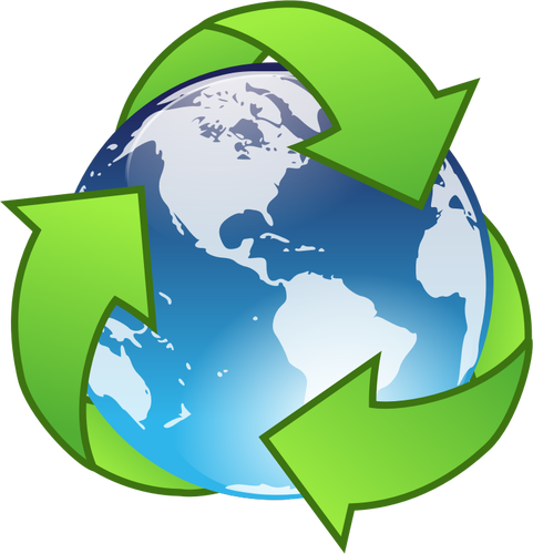 Векторный рисунок Кристалл земли символом recycle