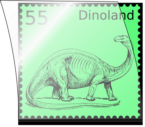 בתמונה וקטורית של דינוזאור בולים למשלוח דואר עם הגנה שקוף