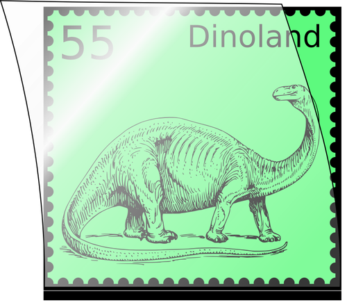 Illustration vectorielle de timbre postal dinosaure dans une monture de timbre ouvert