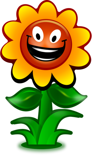 Vector image of game flower character smiling