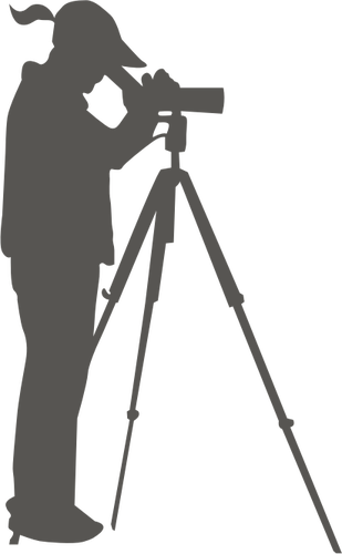 Una donna che osserva attraverso una ClipArt vettoriali da spotting scope