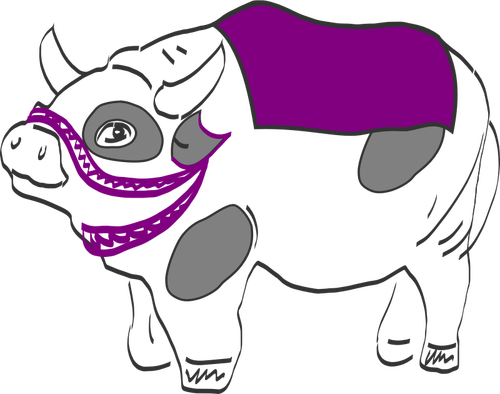 Illustration vectorielle de vache avec selle violet