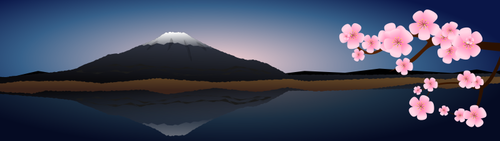 Japan-Abend-Landschaft-Vektor-Bild